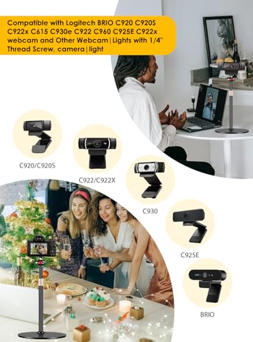 Etour Suporte de mesa para webcam com cabeça esférica de 360°, base pesada ajustável compatível com