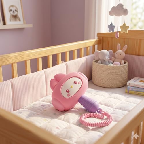 Image of Cute Cartoon Hammer Keychain With Sound For Kids, Shake Left Right Musical Beep Hammer Toy, Soft Grip Cartoon Handheld Sensory Keychain For Babies & Toddlers