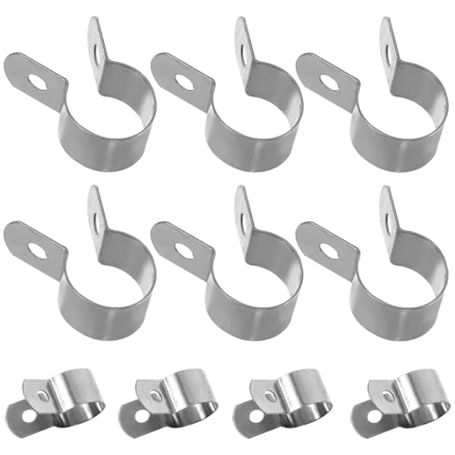 SEWACC 10 pièces Lot de Colliers de Serrage Inox U Supports Métalliques pour Tubes et Câbles Clips Robustes Réglables Fixation pour Tuyaux et Fils Usage Intérieur et Extérieur