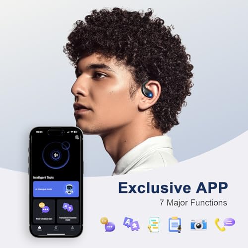 AI Translation Earbuds Real Time，Open Ear Wireless Earbuds, Sports Bluetooth Headphones 60Hrs Playtime LED Power Display, Noise Canceling Headset,Office, IPX7 Waterproof Earphones for Running Sports by Psadhi - Image 3