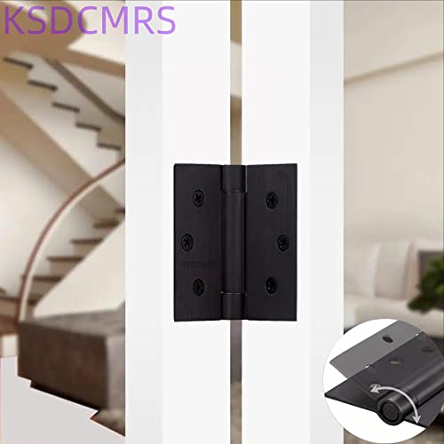3.5" Self-Closing Stainless Steel Hinges,3-1/2 Inch X 3 1/2 Inch Heavy Duty Spring Loaded Automatic Adjustable To Close Door Hinge With Square Corner (Matte Black-3Pack) #TOP6