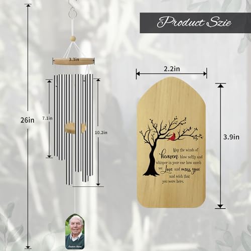 Image of ASTARIN Personalized Wind Chimes Outdoor Large Deep Tone,Large Customized WindChimes for Outside Tuned Relaxing Soothing, Memorial Wind Chimes Sympathy for Mom Dad