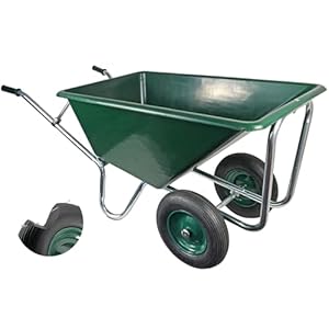 Matrix Schubkarre groß für Stall Pferde Hof Garten Laub Heu Gras Holz 240Liter 250kg Kunststoffwanne grün XXL 2 Räder Vollgummirad verzinkter Rahmen Großmuldenkarre Gartenkarre Landwirtschaftskarre