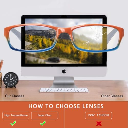 Image of Kerecsen Computer Reading Glasses for Women Blue Light Blocking Glasses for Reading Fashion Pattern Print Eyeglasses for Womens(Mix Color -5, 6.00)