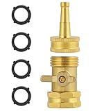AuySier High Pressure Hose Nozzle with Hose Shutoff Valve, Brass Heavy Duty Spray Nozzles for Garden Hose, 3/4" GHT Jet Nozzle for Hose Outdoor/Outside-2 Pack