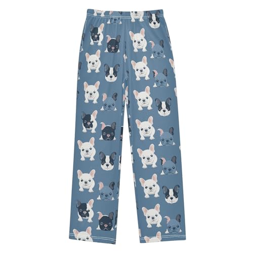 Boys' Pants Cute French Bulldog Polka Blue Long Bottoms Jogger Pants Elastic Waist Trousers with Pockets S-XL