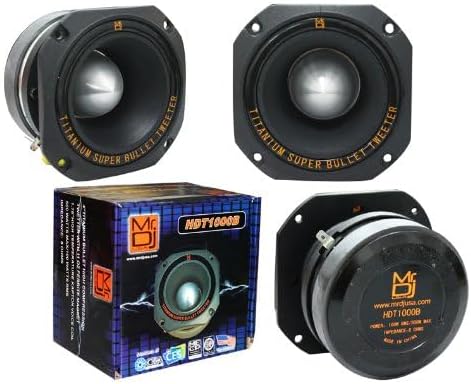 Mr. Dj USA HDT1000B 4" Titanium Bullet High Compression Tweeter for Car, Van, ATV, UTV, Marine, Boat, Motorcycle, Motorsports, and Competition