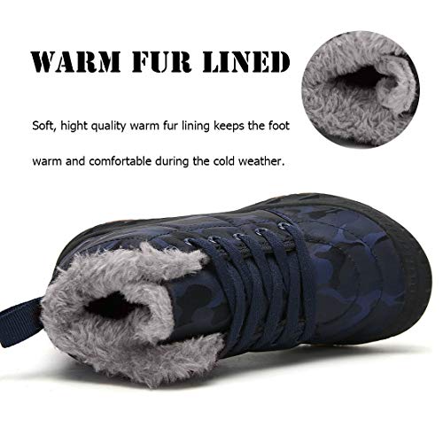 Fansite Boys Snow Boots Winter Waterproof Slip Resistant Cold Weather Shoes（Little Kid/Big Kid Blue37 #TOP3