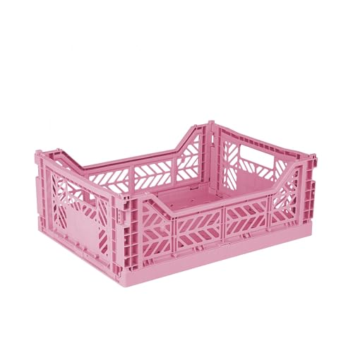 Ay-Kasa Caja plegable, estable, de plástico, apilable, rosa bebé, Midi (40 x 30 x 14 cm)