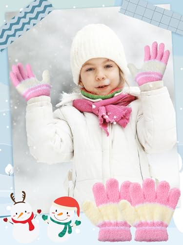 Image of SATINIOR 5 Pairs Kids Gloves Full Fingers Knitted Warm Gloves Winter Mittens for Little Boys and Girls Daily Supplies