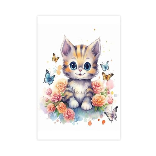 Poster pour chambre de bébé au motif chaton mignon pour un cocon doux