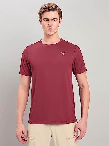 Image of TECHNOSPORT Men's Slim Fit Polyester Activewear Sports T-Shirt with Moisture-Wicking Comfort for Workout, Running & Gym