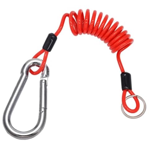 MOCOST 6 ft Trailer Breakaway Cable, Trailer Brake Cable, Stainless Steel Spring Towing Coiled Wire for RV Towing Trailer, Coiled Brake Away Cable with Stainless Steel Carabiner for Breakaway Switch Cover