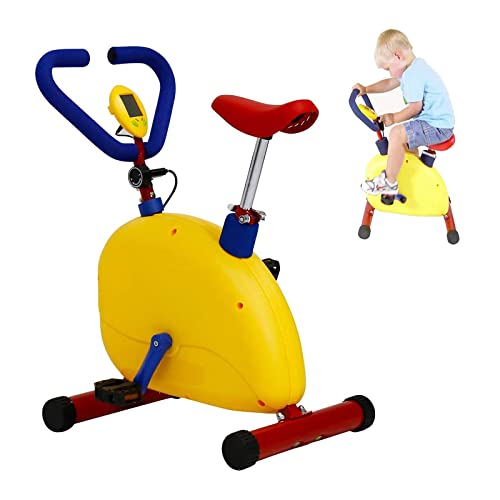 Bicicleta estática para niños, bicicleta estática para interiores y exteriores, resistencia manual, sin pantalla, divertido entrenamiento de fitness