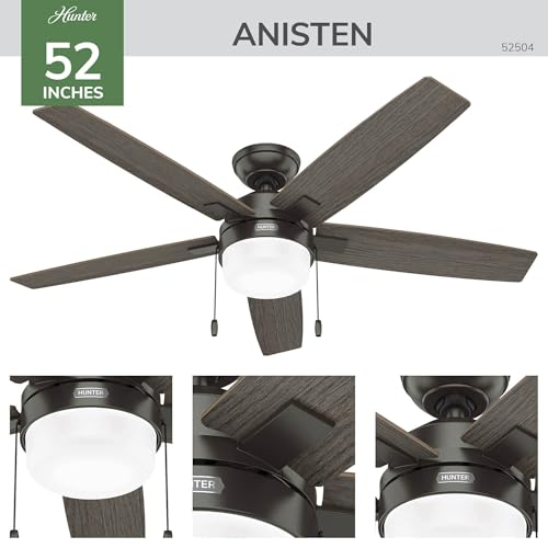 Image of Hunter 52 inch Anisten Indoor Ceiling Fan, LED Light, Pull Chain, Noble Bronze