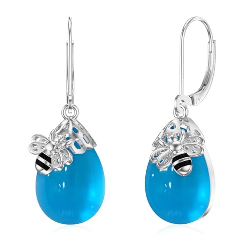 Image of TIGER RIDER Bee /Butterfly /Scorpion /Cactus /Leaf /Beetle 925 Sterling Silver French Clasp Leverback Earrings Amber /Crystal /Citrine /Moonstone /Obsidian /Jade /Rose quartz Pendant Jewelry Gift for Women