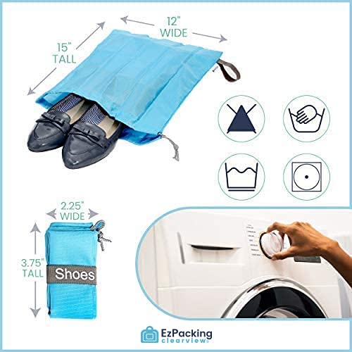Travel Shoe Storage Bag W/Drawstring/Fits Size 10 Mens Pair/Tennis, Golf, Sneakers, Dress & Gym Shoes Carrier Pouch/Washable Packing Nylon Dust Cover Sleeves For Women Kids Footwear (One Pack) #TOP2