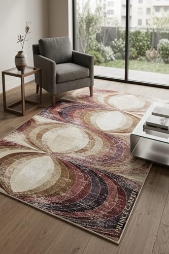 Image of 5 x 7 Feet Modern Carpet for Living Room | Non-Fade Soft Floor Rug for Hall & Bedroom | Easy Clean & Non-Slip Backing