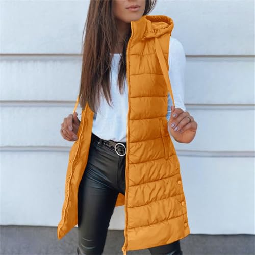 Long Puffer Vest Women Lightweight Hoodie Jacket Casual Winter Tops 2026 - image 4