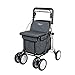 Carlett - Carro de la Compra Andador con Asiento, Producto Médico Clase I Homologado, Carrito de 4 Ruedas Plegable, Bolsa Extraíble 36L/15kg y Bandeja Portaobjetos, Lett900P SENIOR assist, Color Gris