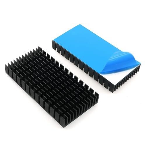 4Pcs Heatsink 80 x 40 x 11mm Black Aluminum Heat Sink Radiator Cooler with Thermal Conductive Adhesive Tape Cooling Fin for 3D Printer Motor, Thermoelectric Peltier