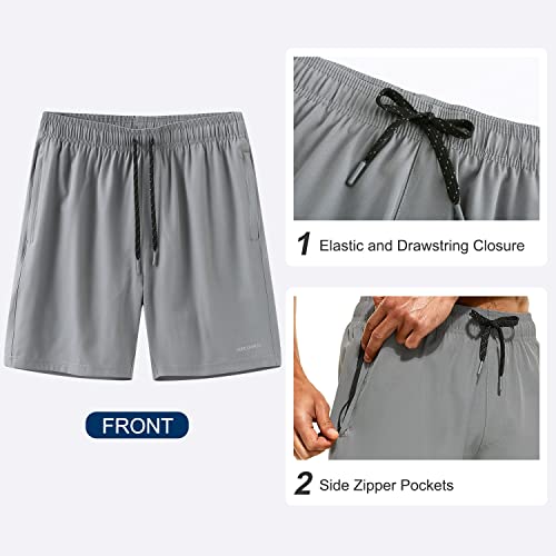 Image of HODOSPORTS Mens 7 inch Swim Trunks with Compression Liner S-6XL Quick Dry Swimming Shorts Zipper Pockets Swimsuits