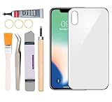 Yuntunele Back Glass Replacement for iPhone X All Carriers with Professional Repair Tool Kit (White)
