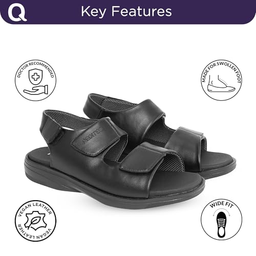 Image of DC2 Beirut Fully Adjustable Wide Fit Diabetic Sandals for Men | Diabetic Slippers for Diabetic Feet | Swollen Feet | Neuropathic Feet | Vegan