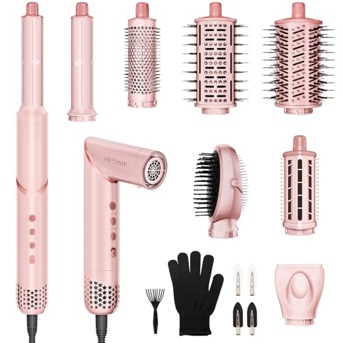 Dryhsip 8-in-1 Hot-Air Multi-Styler with Auto Suction Wands (Pink)