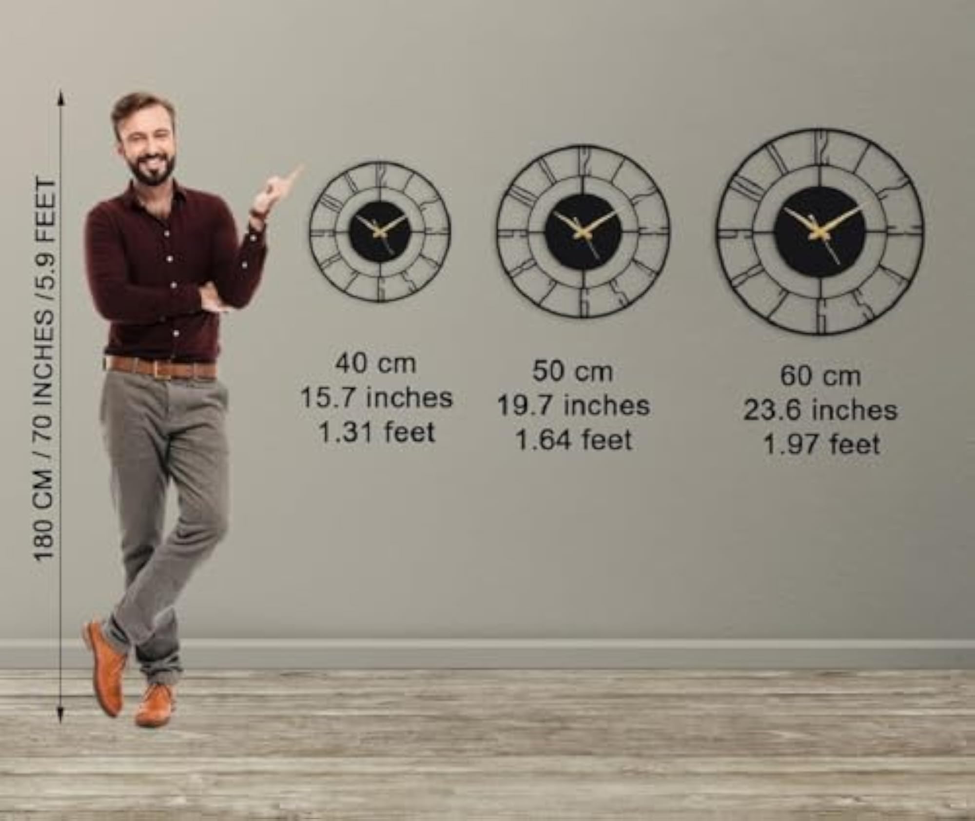 Designer Stylish Metal Analog Wall Clock, 50 CM