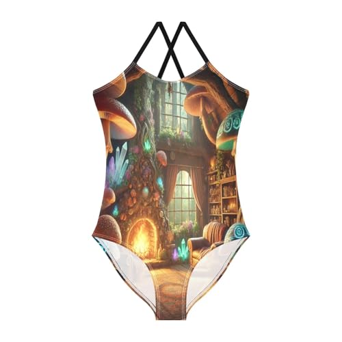 Fantasy Mushroom Bright Girls Swimsuit Bathing Suit One Piece Swimsuits Summer Beach Swimwear
