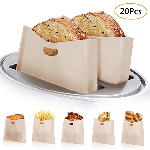 Toaster Bags, KMEIVOL 20 Pcs Grilled Cheese Toaster Bags, Heat Resistant Toaster Bags