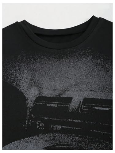 Milumia Women's Gothic Graphic Crew Neck Short Sleeve T Shirt Grunge Punk Fitted Tops3