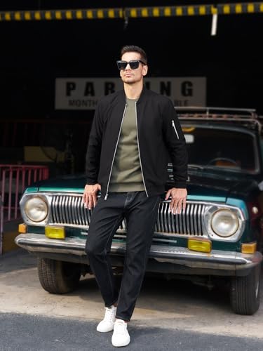 TACVASEN Mens Bomber Jacket Plaid Lined Casual Windbreaker Stylish Light Fall Spring Jackets Windproof Zip Up Coat4