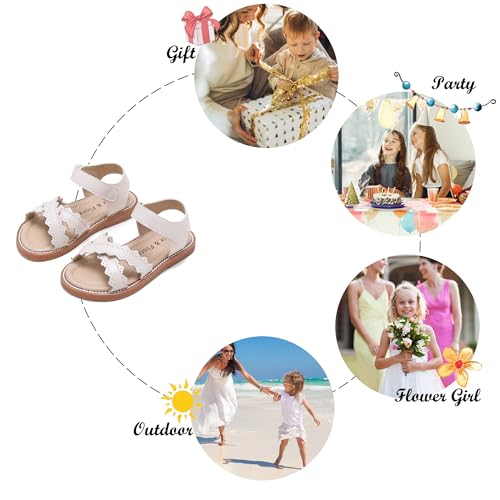Image of Felix & Flora Toddler Girl Sandals - Little Girl Easter Dress Shoes Lightweight Open Toe Beach Holiday Flats