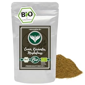 Azafran BIO Cumin Koriander Muskatnuss ayurvedische Gewürzmischung | CKM gemahlen 250g