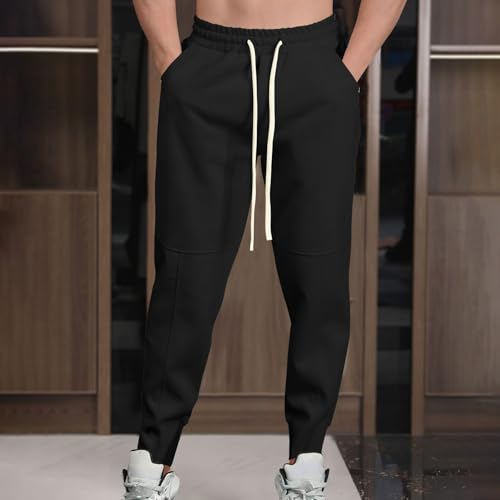 Men's Casual Cotton Joggers Sweatpants Fall Outdoor Elastic Waist Workout Running Active Pants Drawstring Trousers2