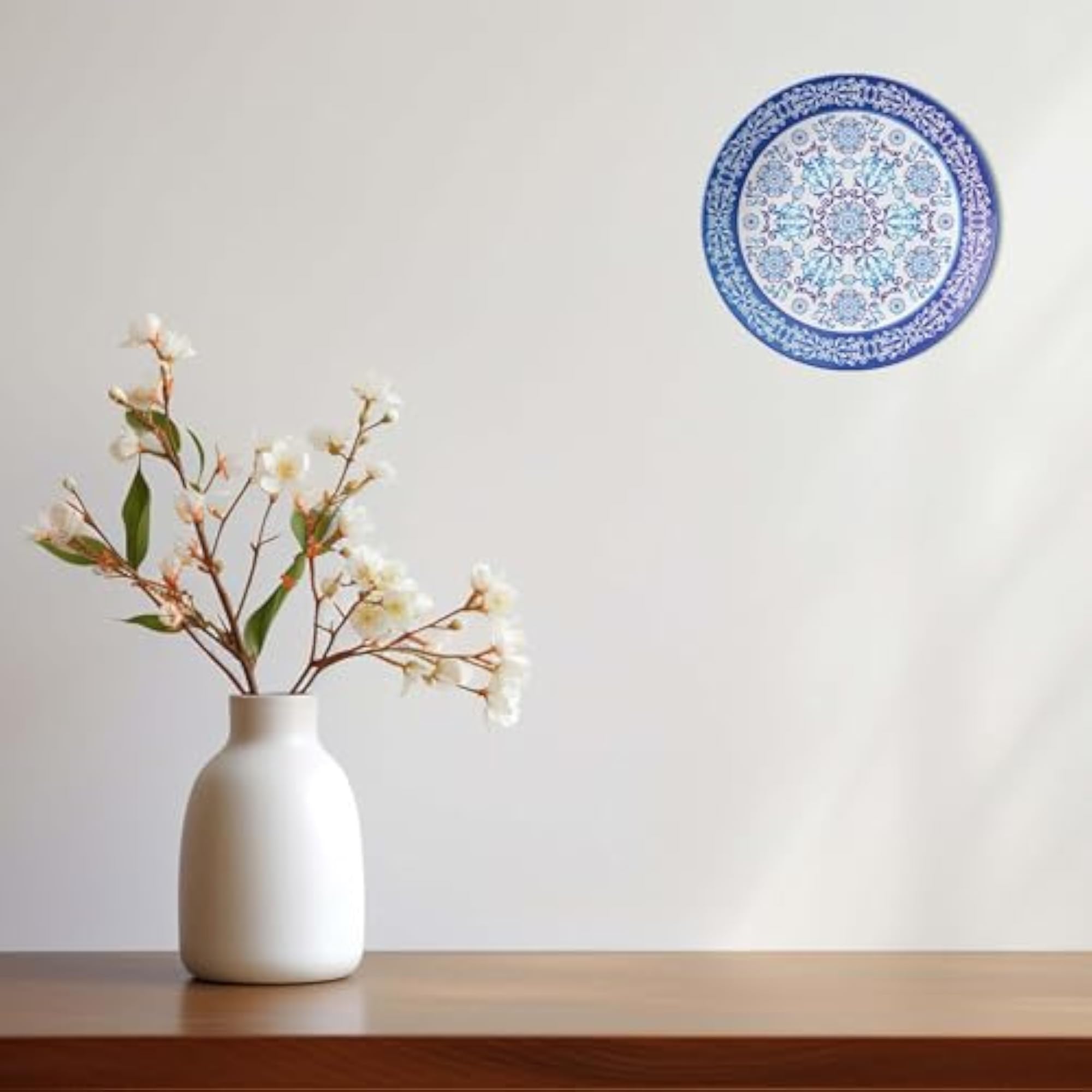 Elegant Blue and White Ceramic Wall Decoration Plate