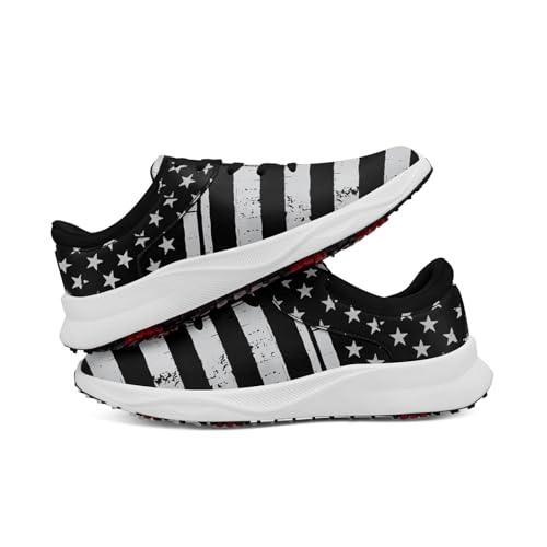 Patriotic Spikeless Golf Shoes for Men, Women's Breathable Golf Sneakers with American Flag Designs Sports Walking Footwear2