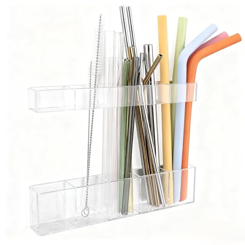 Colormz Acrylic Straw Holder for Cabinet Door - Child-Safe Organizer & Dispenser with Smooth...