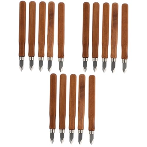 NUOBESTY 3sets Manual Carving Knives Woodworking Line Tools Wooden Handles 5pcs*3