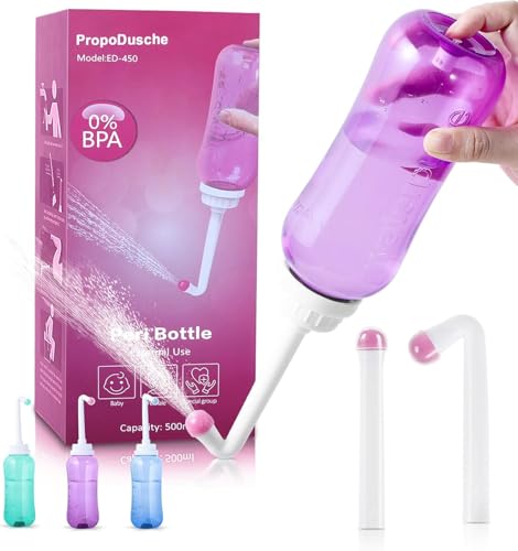 Image of Peri Bottle for Travel Bidet - Care,Portable Travel Squeeze Bottle Bidet for Women Personal Hygiene Cleaning,2 Tubes for Baby Mom and 16.9OZ (Purple)