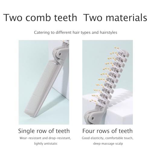 2 Piece Folding Hair Brush Set, Portable Travel-Friendly Comb – Small, Foldable for Purses – Mini Pocket Brush for Women and Girls – Anti-Static Double-Sided Compact Hair Comb - Image 5