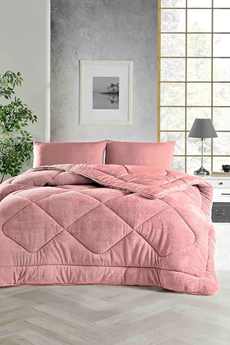 ELY PARKER Bettdecke 155x220 cm Ganzjahresdecke ohne Bezug – Doppelseitig Wellsoft Winterseite und Baumwoll-Sommerseite, 300 g/m² Füllung, Waschbar, Rosa