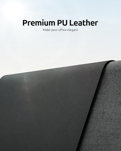 Image of YSAGi Leather Desk Mat, Large Mouse Mat, Non-Slip Desk Pad, Waterproof PU Leather Table Protector Writing Pad for Office and Home (60 x 35 cm, Dark Grey)