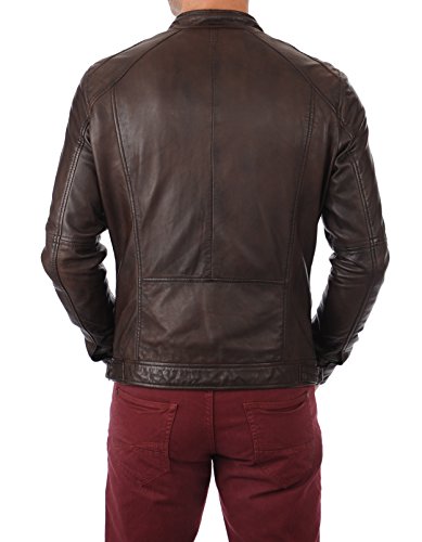 Image of D DOLLY LAMB Men's Lambskin Leather Bomber Biker Jacket - Winter Wear - Round Collar