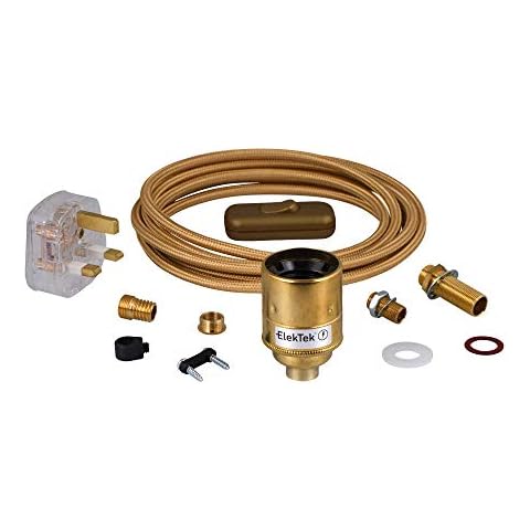 Kit de lámpara Premium latón liso E27 con Flex dorado Cover