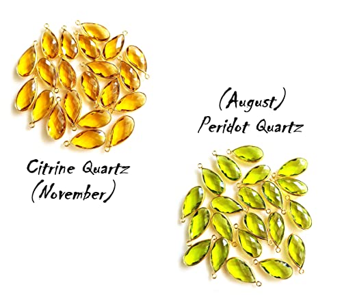 Citrine Gemstone Charms, Teardrop Shape Gold Bezel/Charm, Single Bail Pendant Necklace & Jewelry Making Size - 10X20 Mm 24K Gold Plated Vermeil 4 Pieces Pack ,Jewelry Findings For Girls & Women (Yellow Citrine (November) [11] #TOP4