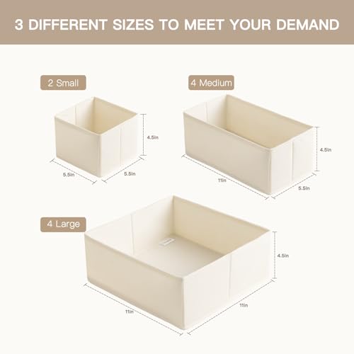 Criusia Drawer Organizer Clothes, 10 Pack Dresser Organizer for Baby Clothes, Underwear, Sock- Foldable Closet Organization and Storage Dividers Bins for Nursery, Bedroom (Beige) - Image 3