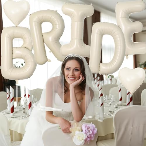 Image of 40 Inch Beige BRIDE Letter Balloons, Bachelorette Party Bridal Shower Decor